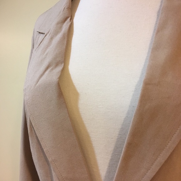 Khaki Safari Tie Waist Linen Jacket w Pockets - Picture 4 of 6